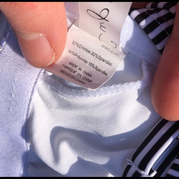 Cupshea Striped One Piece with Lace - Picture 8 of 11